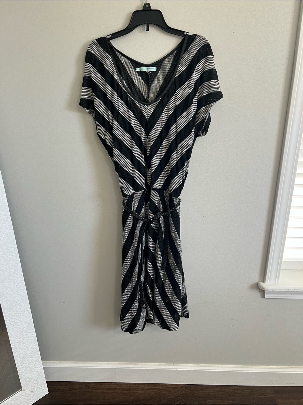 Maurice’s Black & White Striped Belted Waist Women’s Dress